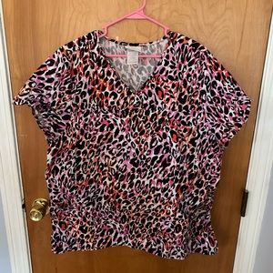 Pink Cheetah Print Scrub Top